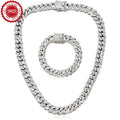 925 Sterling Silver Cuban Chain Necklace and Bracelet Set for Women 2 Piece Silver Cuba Link Jewelry Set Elegant Lightweight 11.89g Holiday Christmas Birthday Anniversary Gift