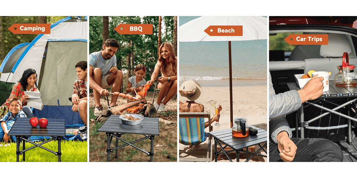 Portable Folding Camping Table Lightweight Collapsible Outdoor Table with Carry Bag Sturdy Legs Large Flat Surface for Picnic BBQ Beach Hiking Tailgating Compact Durable Design Size L and XL