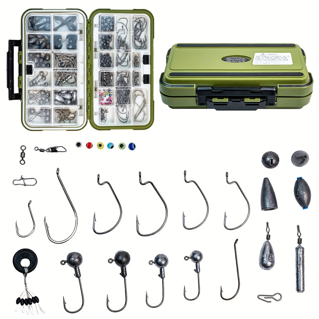 Fishing Lure Kit 306PCS & 84PCS – Complete Tackle Box with Hooks, Sinkers, Bobbers, Jigs, Beads, Swivels & Snaps | Freshwater Fishing Accessories Set for Bass Trout Carp