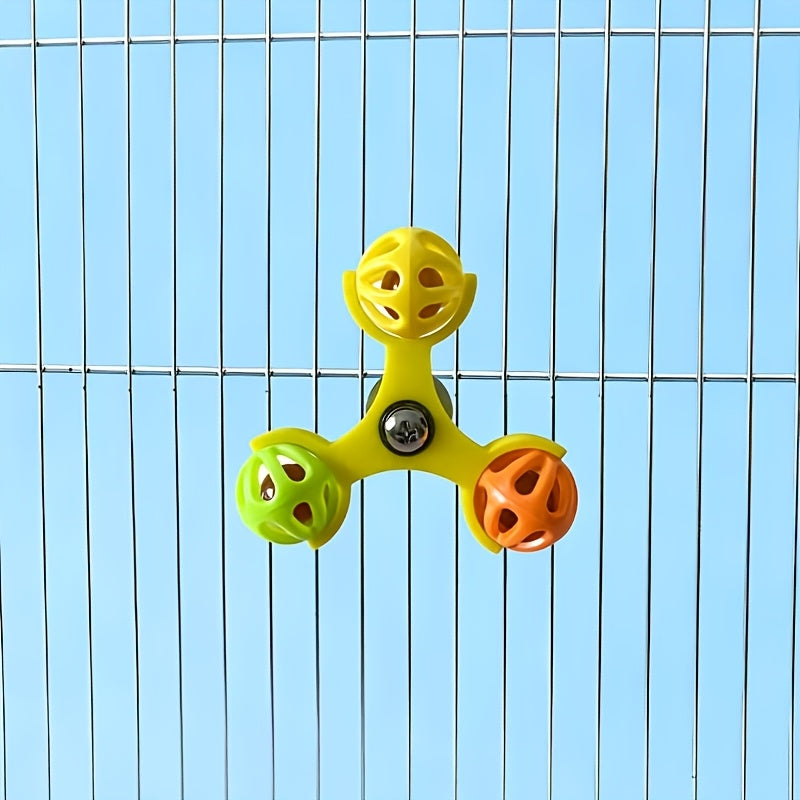 Parrot Rotating Bell Toy 360 Degree Spinning Puzzle Enrichment Anti-Boredom Bird Cage Accessory for Budgies Cockatiels Conures Lovebirds Blue Green Yellow Orange Pink