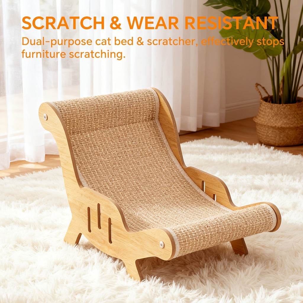 Sisal Rope Cat Scratching Chair Sofa – Sturdy Freestanding Scratcher with Large Rest Area, Scratch-Resistant Lounge Furniture for Indoor Cats, Durable Cat Couch Toy & Nap Spot