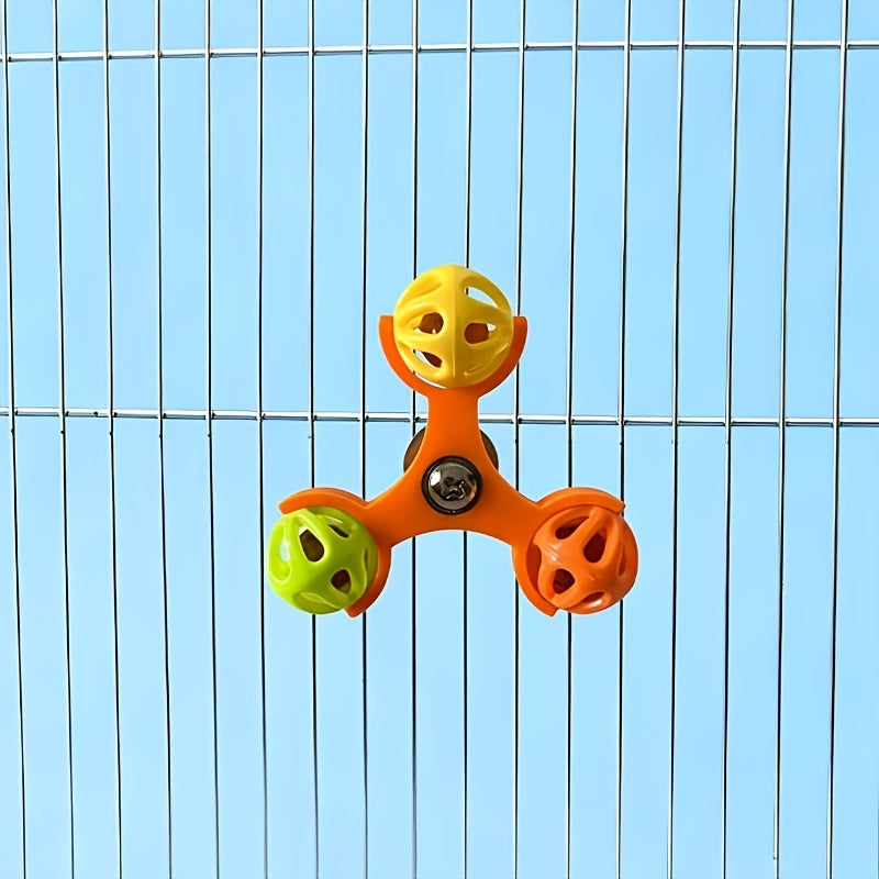 Parrot Rotating Bell Toy 360 Degree Spinning Puzzle Enrichment Anti-Boredom Bird Cage Accessory for Budgies Cockatiels Conures Lovebirds Blue Green Yellow Orange Pink