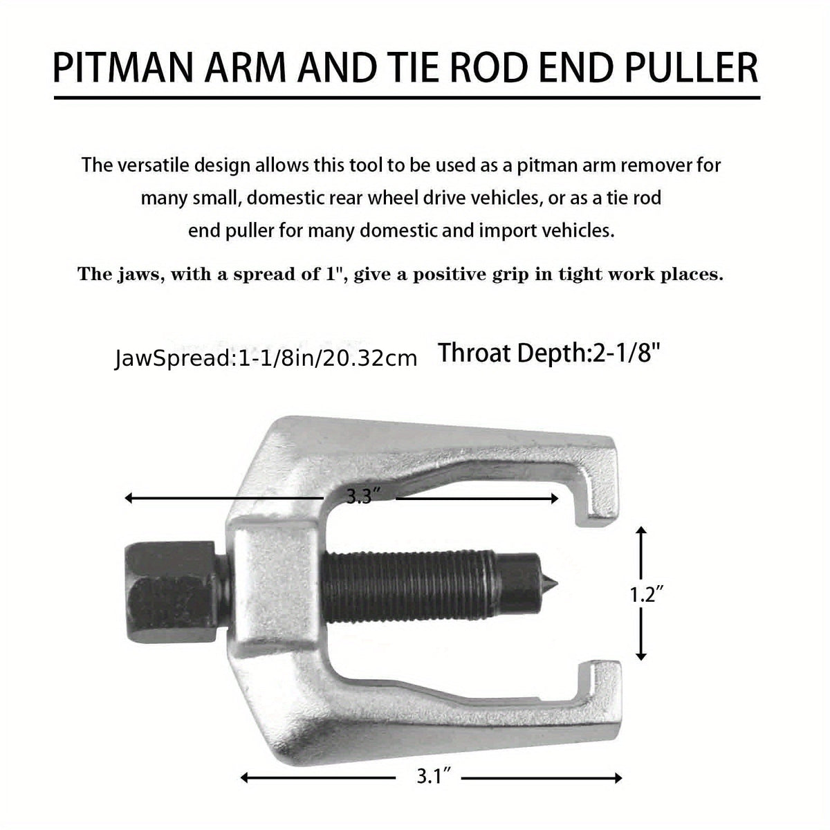 5-Piece Front End Service Kit - Pitman Arm Puller, Ball Joint Separator & Tie Rod Removal Tool Set, Heavy Duty Forged Steel, Universal Fit for Most Vehicles, Includes Carrying Case