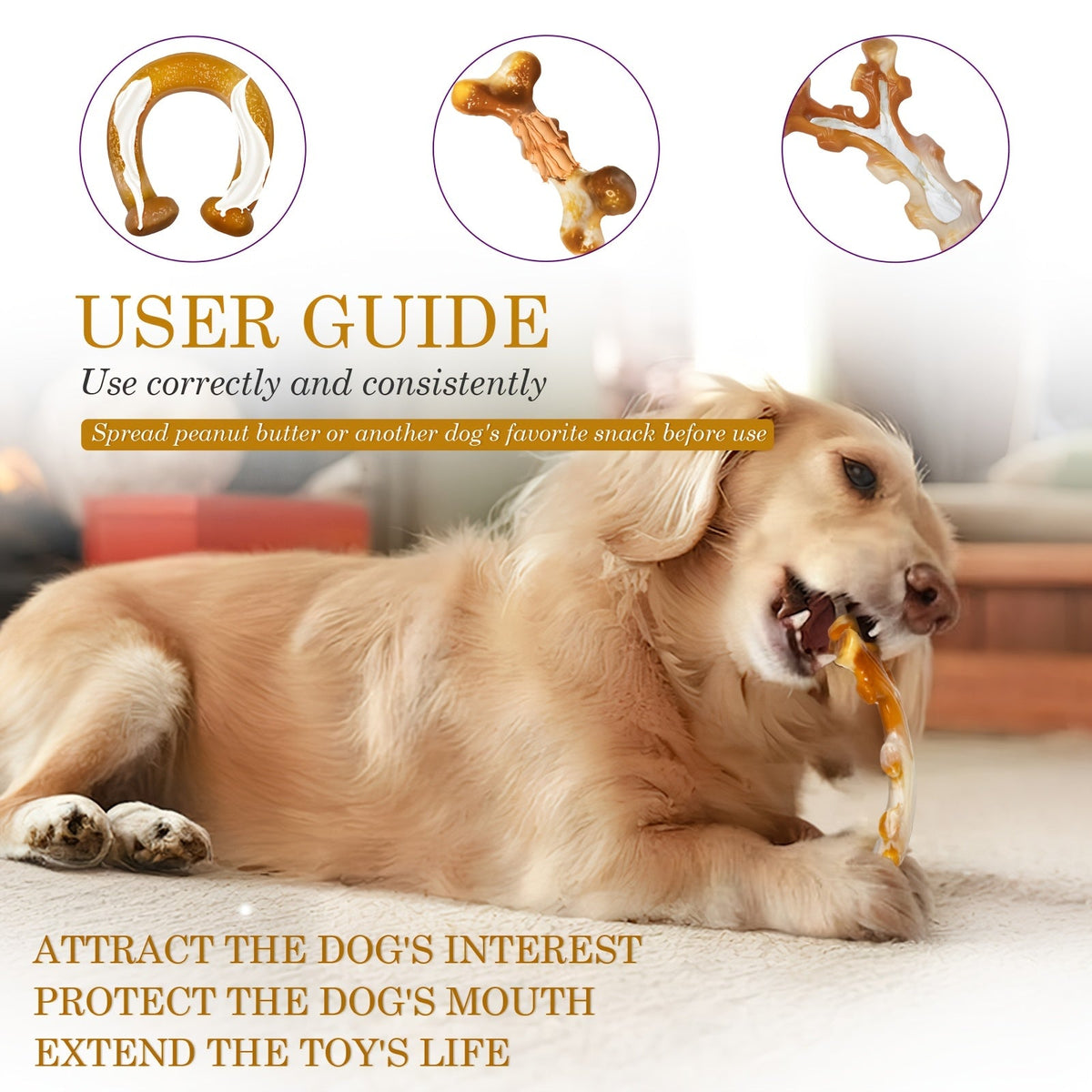 Durable Dog Chew Toys 3pcs Set for Aggressive & Super Chewers – Tough Nylon Dog Toys for Medium to Large Breeds – Long-Lasting Indestructible Chew Toys for Teeth Cleaning & Boredom Relief