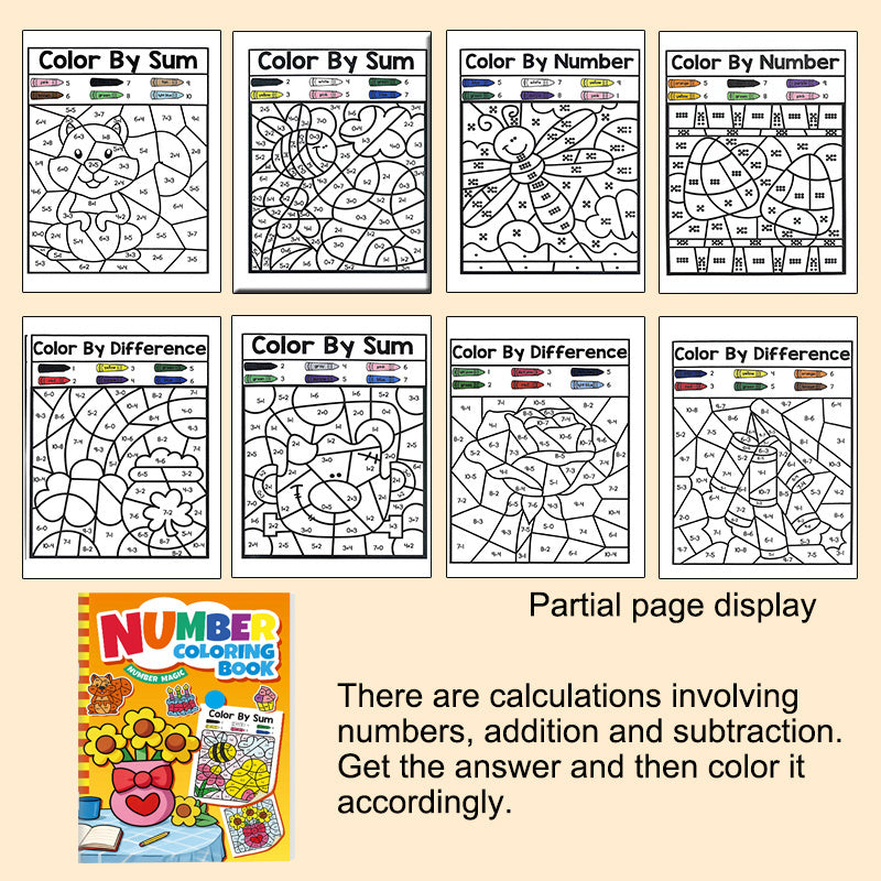 Color by Number Activity Book for Kids - Number Coloring Book with Addition & Subtraction Math Practice, Early Learning How to Draw Craft Kit, Fun Educational Workbook for Boys & Girls Ages 3-8
