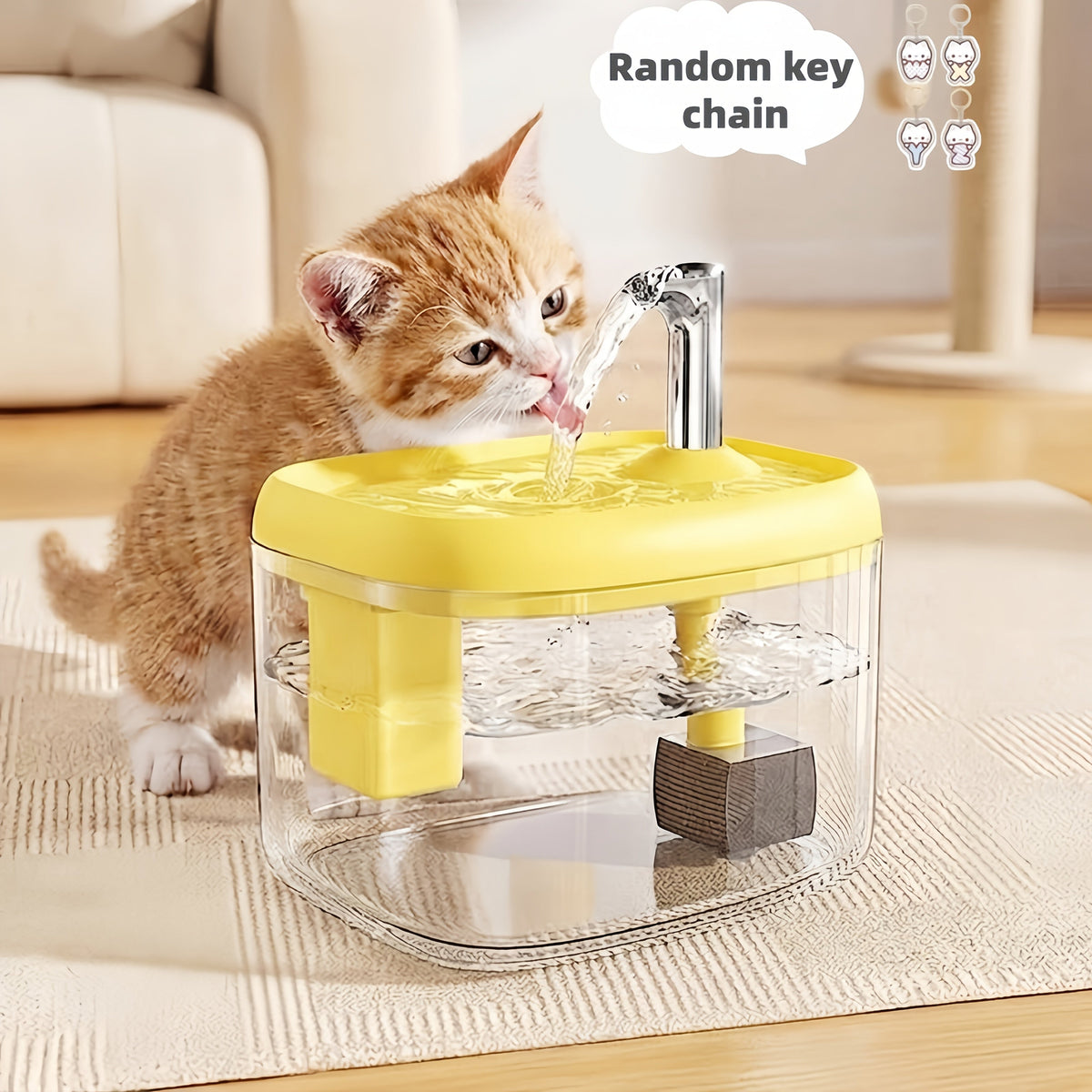 Smart Cat Water Fountain Ultra-Quiet - Multi-Stage Filtration Pet Water Dispenser, USB Powered, Easy to Clean, for Cats at Home & Travel, 3 Colors: Silver Gray, Ceramic White, Cream Yellow