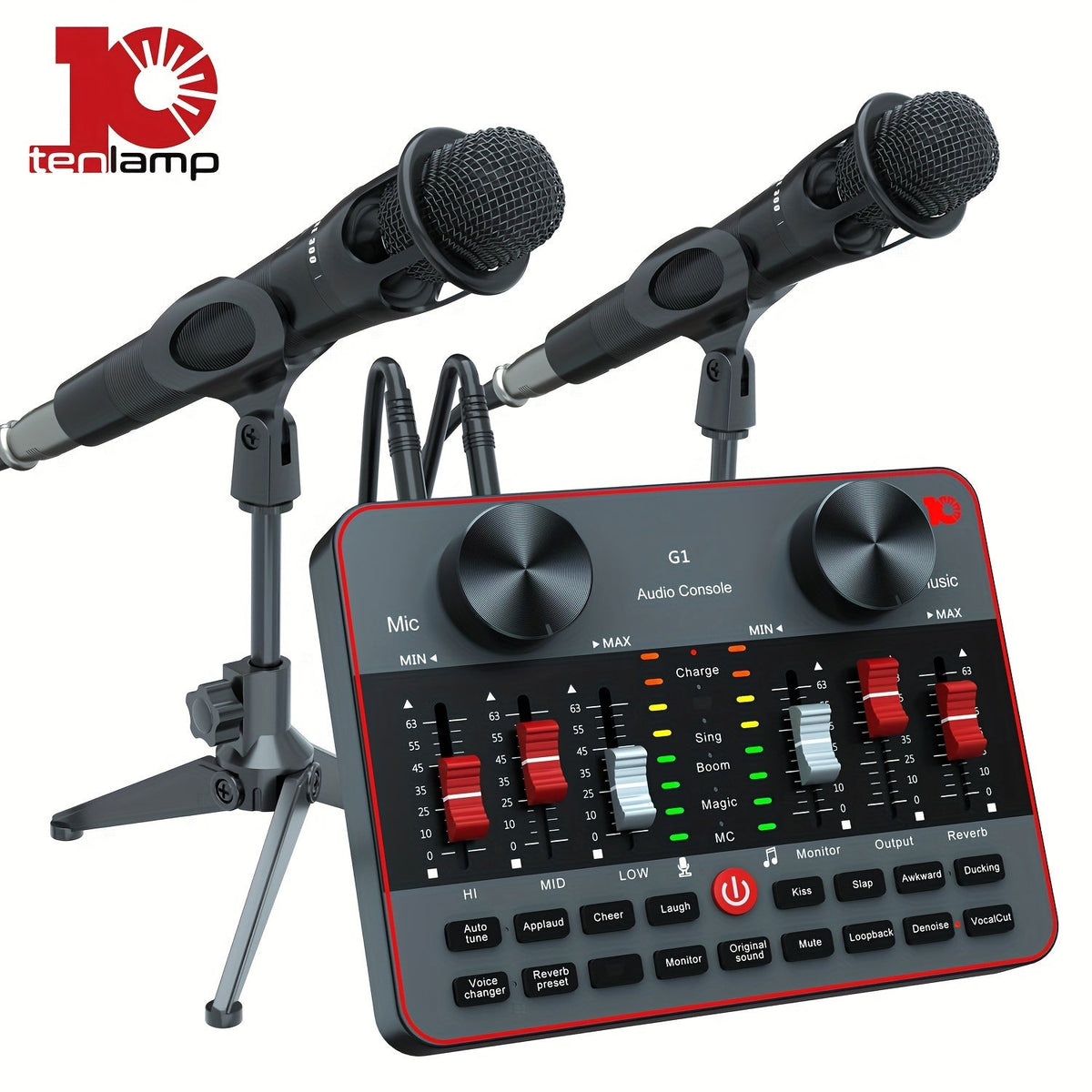 Podcast Equipment Bundle with Audio Interface - 2 BM-800 Condenser Microphones DJ Mixer Live Sound Card, Complete Home Recording Studio Kit for Streaming Gaming Singing YouTube Twitch