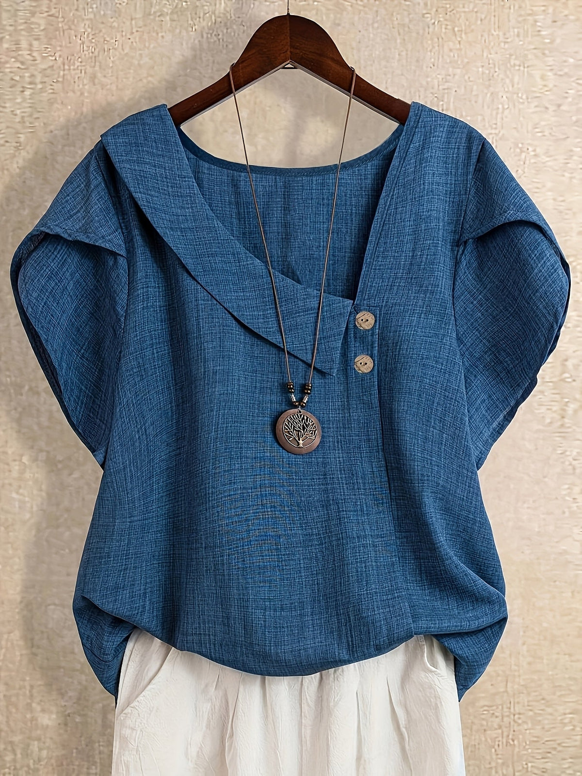 Women's Solid Color Asymmetric Neck Fashion Shirt Summer Tops Elegant Casual Blouse 100% Polyester S-XXL