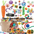 Cat Toys 18-21 Piece Variety Pack – Random Color Style & Material Kitten Toy Assortment, Interactive Feather Balls & Teaser Toys for Indoor Cats, No Battery Required, Fun Gift Set for Cat Lovers