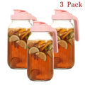 64oz Mason Jar with Handle & Lid – BPA-Free High Borosilicate Glass Beverage Carafe, Leak-Proof, 2/3 Pack, for Sports Outdoor Juice Water Kombucha, Holiday Gift