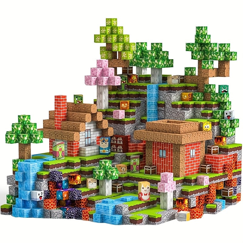 Creative Magnetic Building Blocks 100 Pieces for Kids Age 3+, Spatial Thinking & Hands-On Ability STEM Toy, Random Color Magnet Construction Set, Christmas Halloween Birthday Surprise Gift
