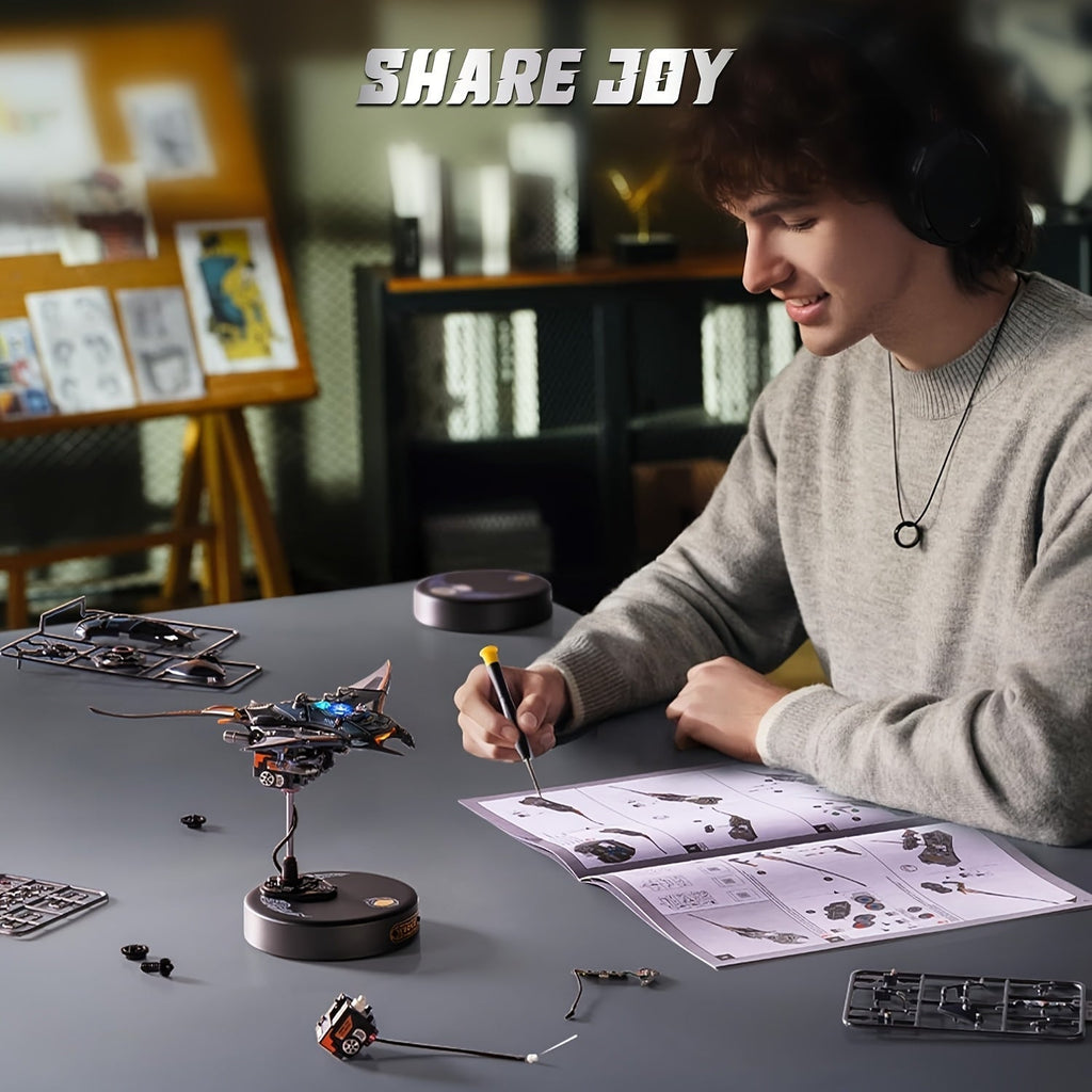 ROBOTIME 3D Metal Puzzle Manta Ray Mechanical Model Kit MI06 DIY Assembly Engineering Gift for Adults Teens 14+ Home Office Desk Decor Display