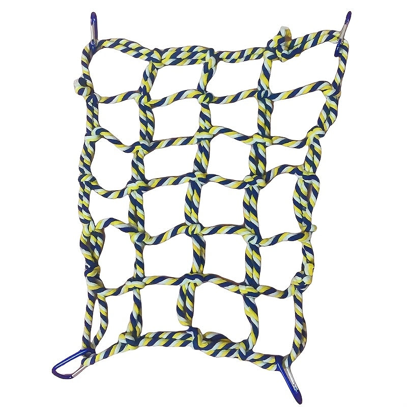 Parrot Climbing Net for Bird Cage - Colorful Cotton Rope Ladder Hammock Toy for Parrots Cockatiels Conures Budgies Small Birds & Hamsters - Chew Swing Hanging Activity Play Perch Accessory