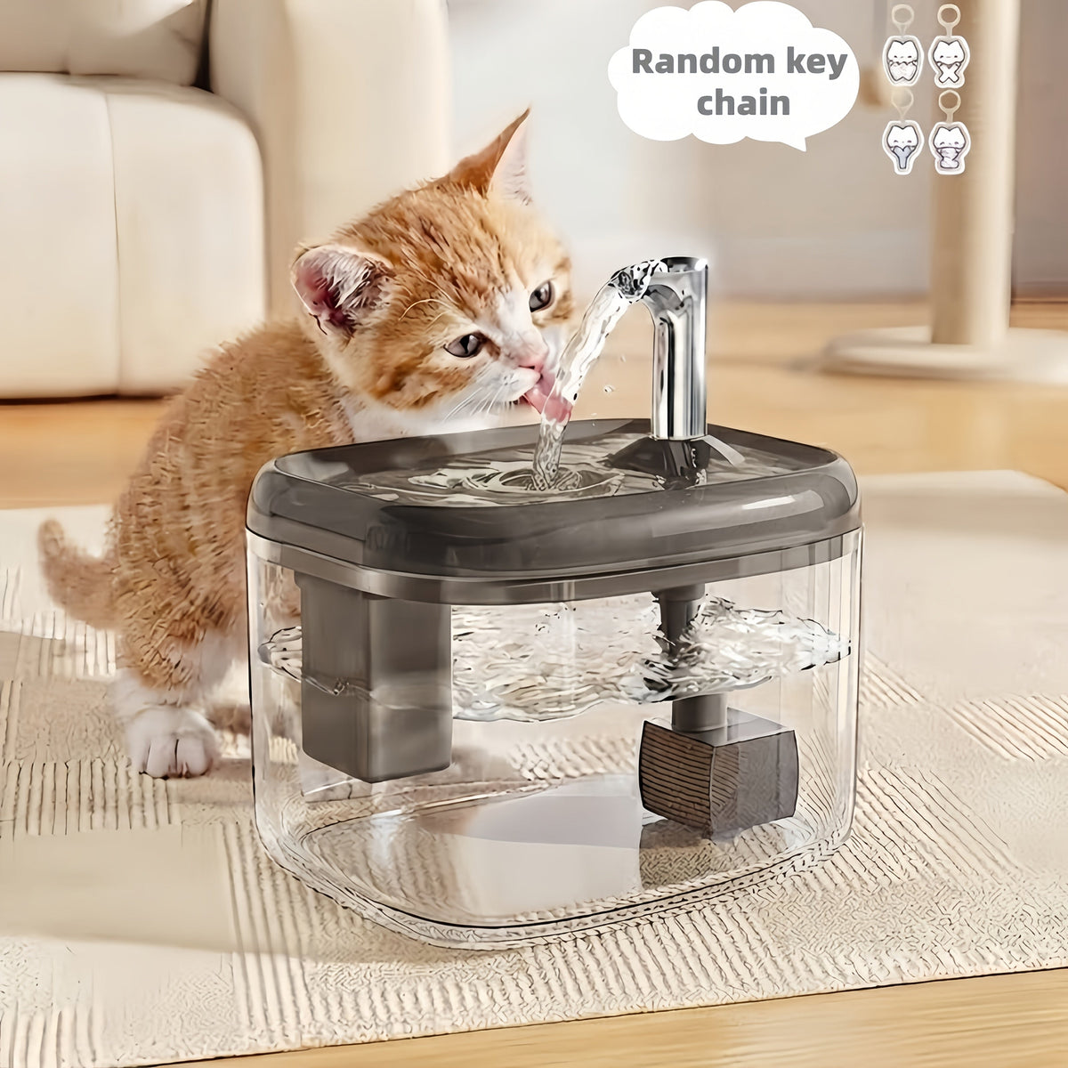 Smart Cat Water Fountain Ultra-Quiet - Multi-Stage Filtration Pet Water Dispenser, USB Powered, Easy to Clean, for Cats at Home & Travel, 3 Colors: Silver Gray, Ceramic White, Cream Yellow