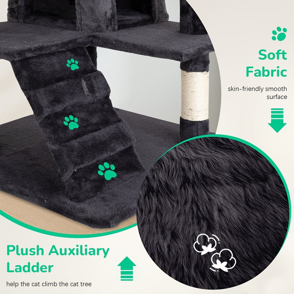 54 Inch Cat Tree Tower for Indoor Cats – Multi-Level Activity Center with Scratching Posts, Condo House & Toys for Kittens & Adult Cats, Dark Gray